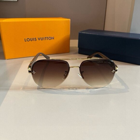 Louis Vuitton Gold Metal Frame Brown Sunglasses - Picture 2 of 7